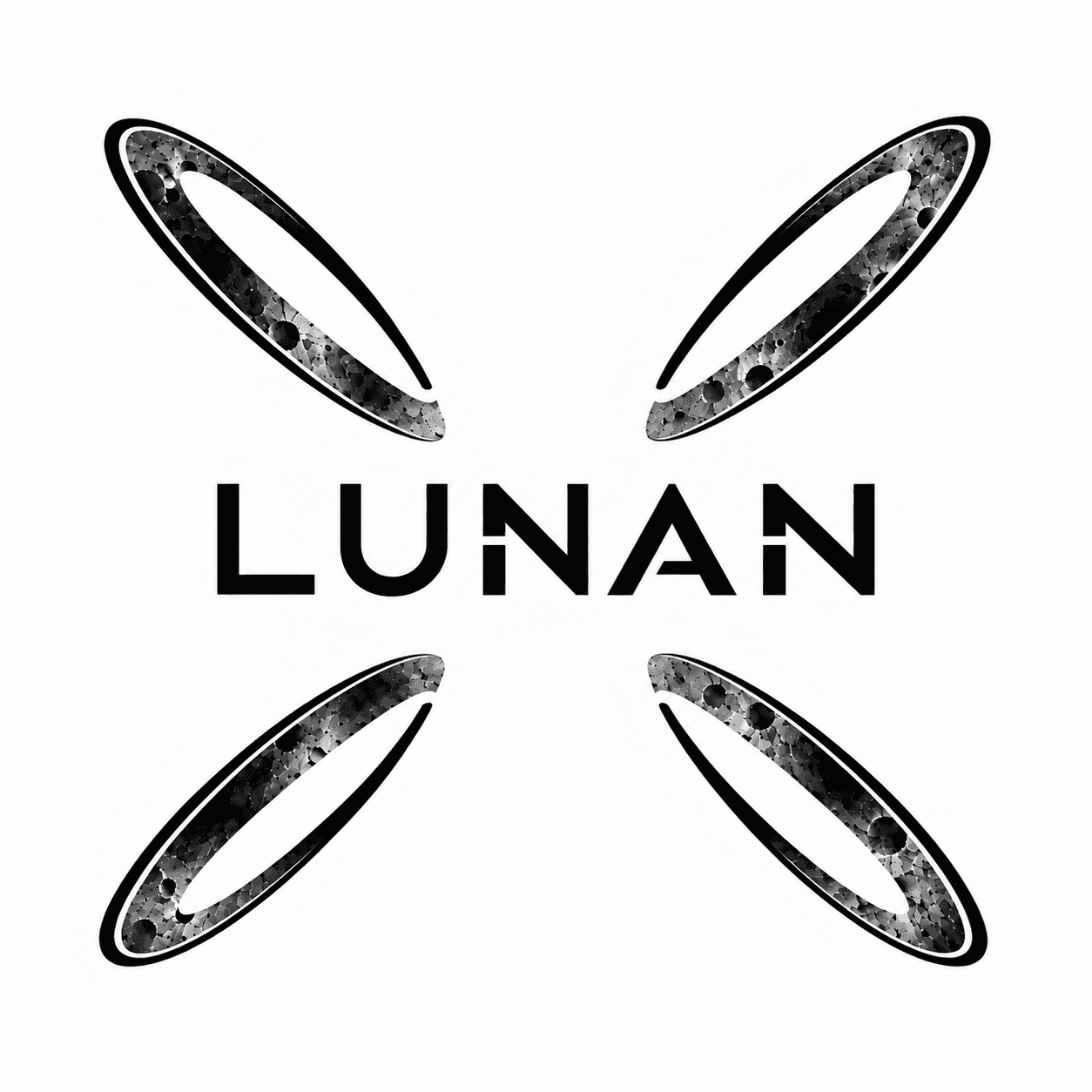 4つの月環がXを描くLUNANXのロゴ
